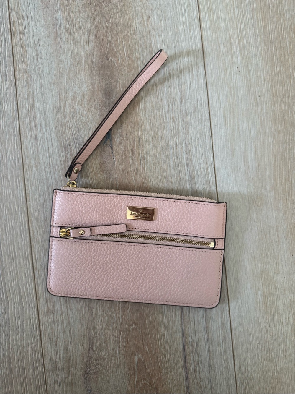 kate spade Pink Pebbled Leather Wristlet with Gold Hardware